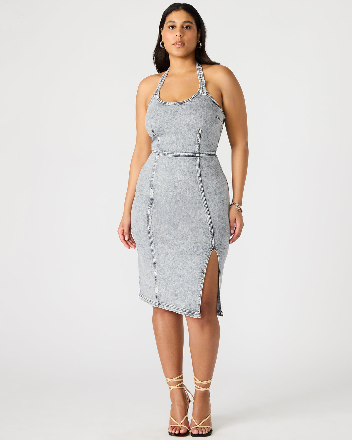 GIA Light Grey Women's Denim Midi Dress | Steve Madden Best Price
