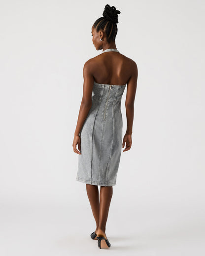 GIA Light Grey Women's Denim Midi Dress | Steve Madden Best Price