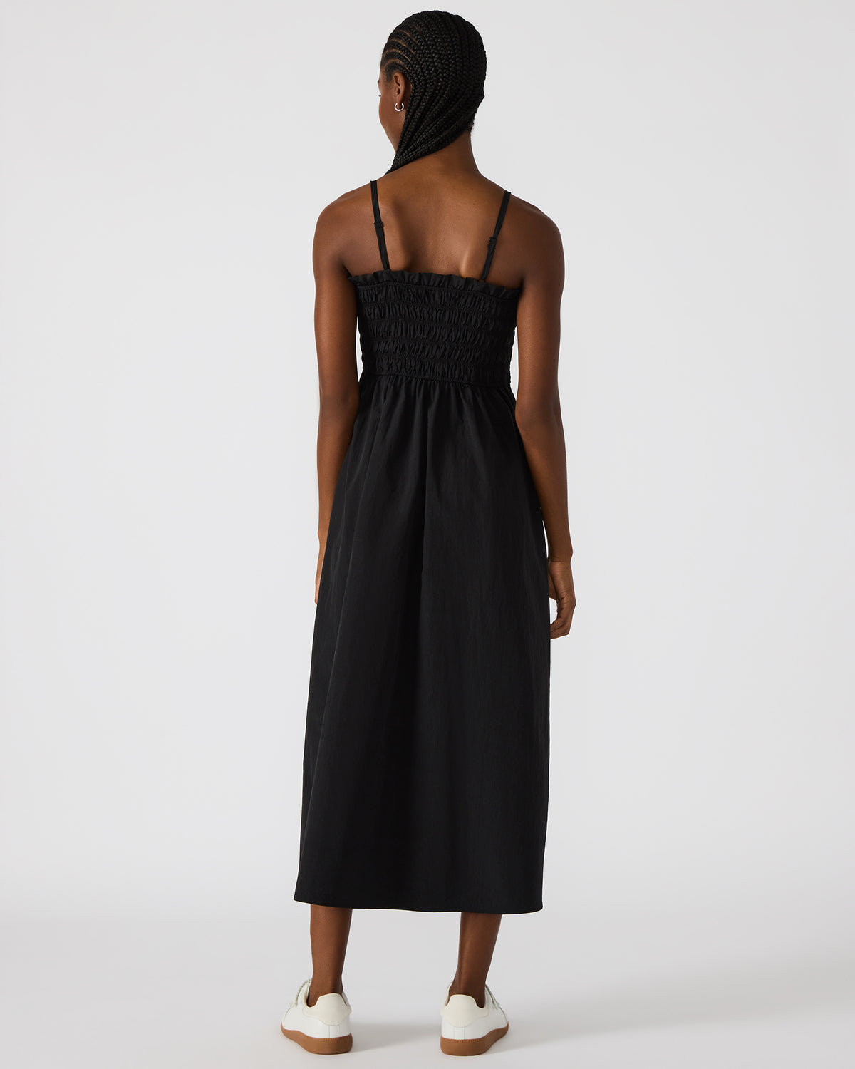 KIT Dress Black/White Flowy Smocked Striped Maxi Dress | Steve Madden Classic