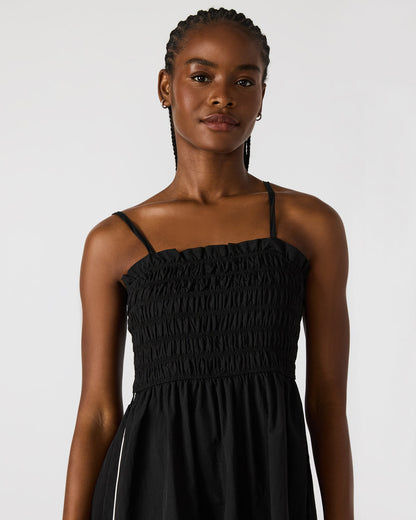 KIT Dress Black/White Flowy Smocked Striped Maxi Dress | Steve Madden Classic