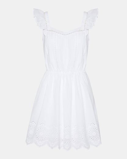 ASTRA Dress White | Women's Eyelet Trim Mini Dress | Steve Madden Sale