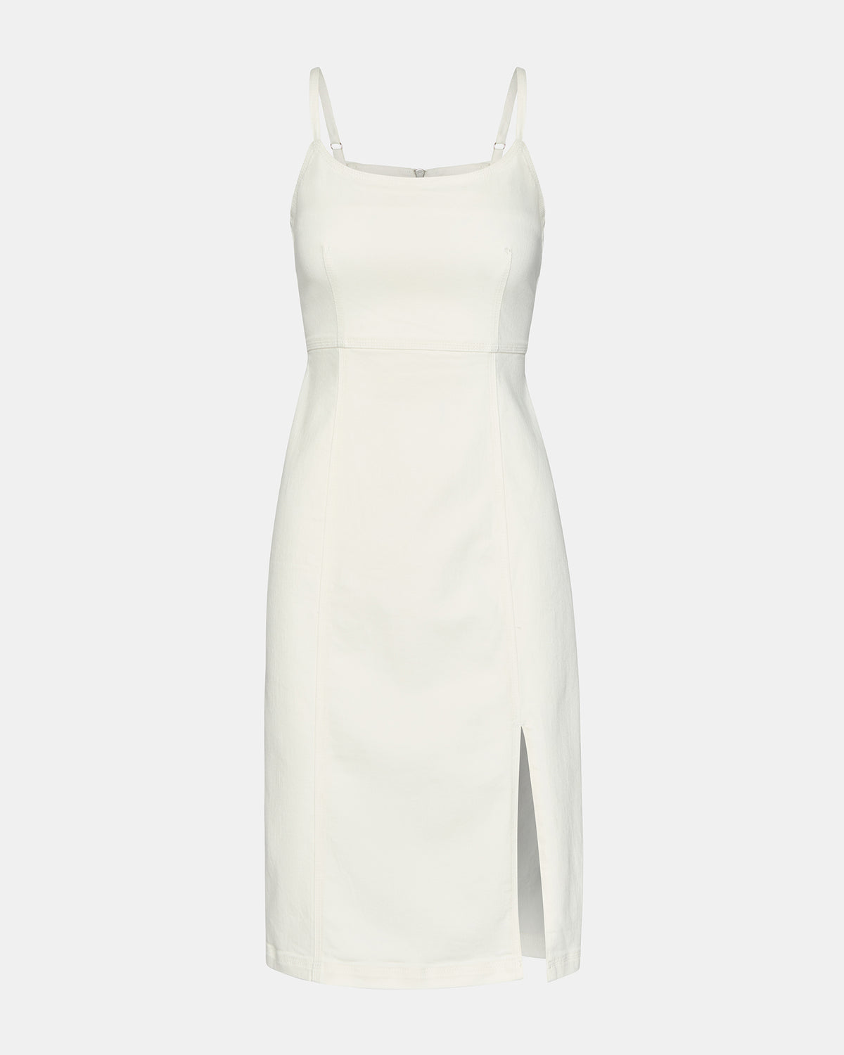 GISELLE White Denim Midi Women's Dress with Slit | Steve Madden Premium