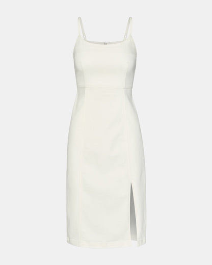 GISELLE White Denim Midi Women's Dress with Slit | Steve Madden Premium