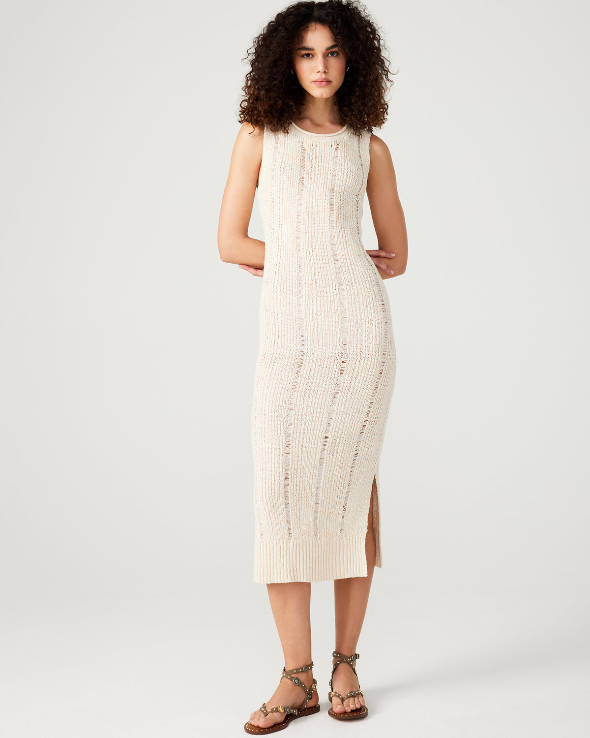 AMIRAH Sweater Dress Beige | Women's Knit Bodycon Dresses | Steve Madden Signature
