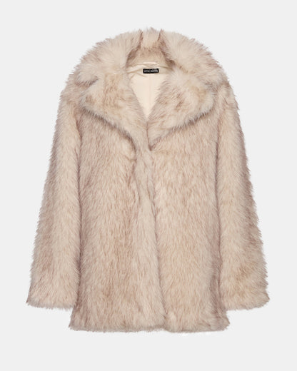 KINDRA Natural Faux Fur Collared Women's Coat | Steve Madden Classic