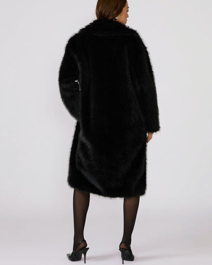 LARKIN Black Long-Sleeved Faux Fur Women's Coat | Steve Madden Special Offer