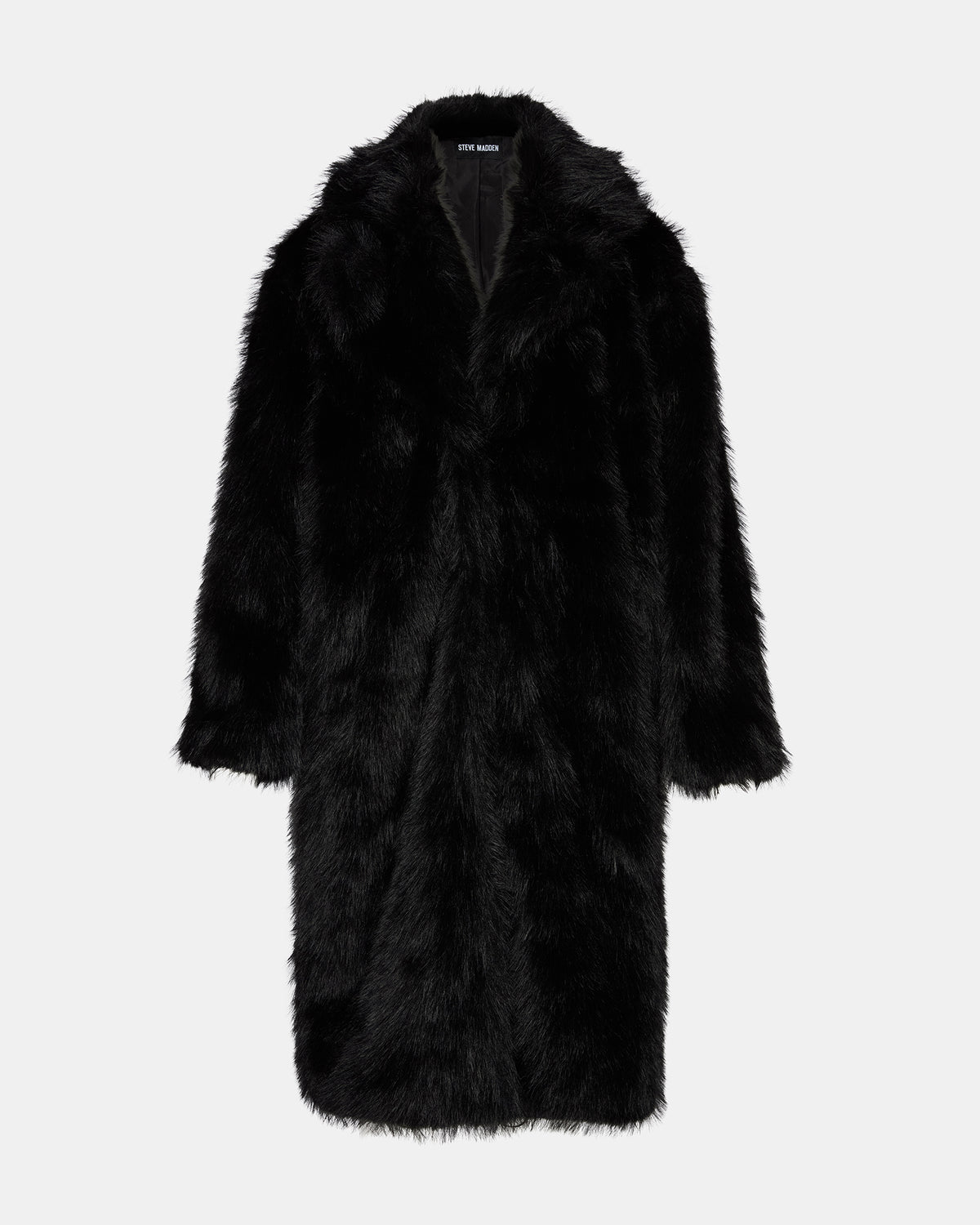 LARKIN Black Long-Sleeved Faux Fur Women's Coat | Steve Madden Special Offer