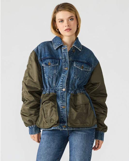 JOIE Dark Navy Long-Sleeved Button-Up Collared Women's Jacket | Steve Madden Smart Buy