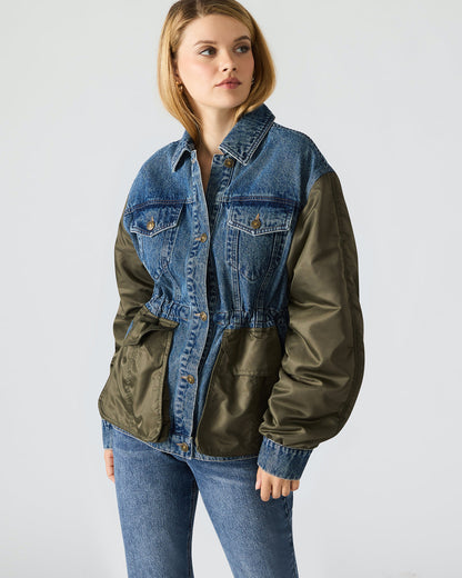 JOIE Dark Navy Long-Sleeved Button-Up Collared Women's Jacket | Steve Madden Smart Buy