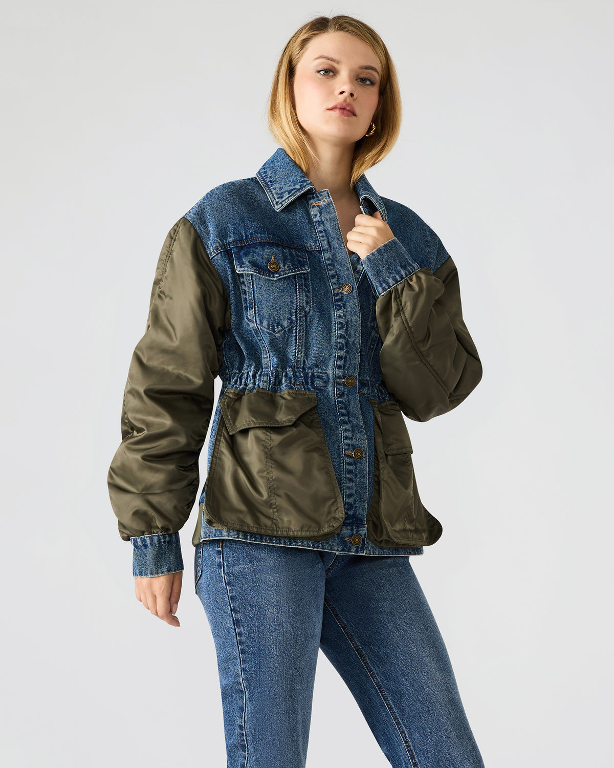 JOIE Dark Navy Long-Sleeved Button-Up Collared Women's Jacket | Steve Madden Smart Buy