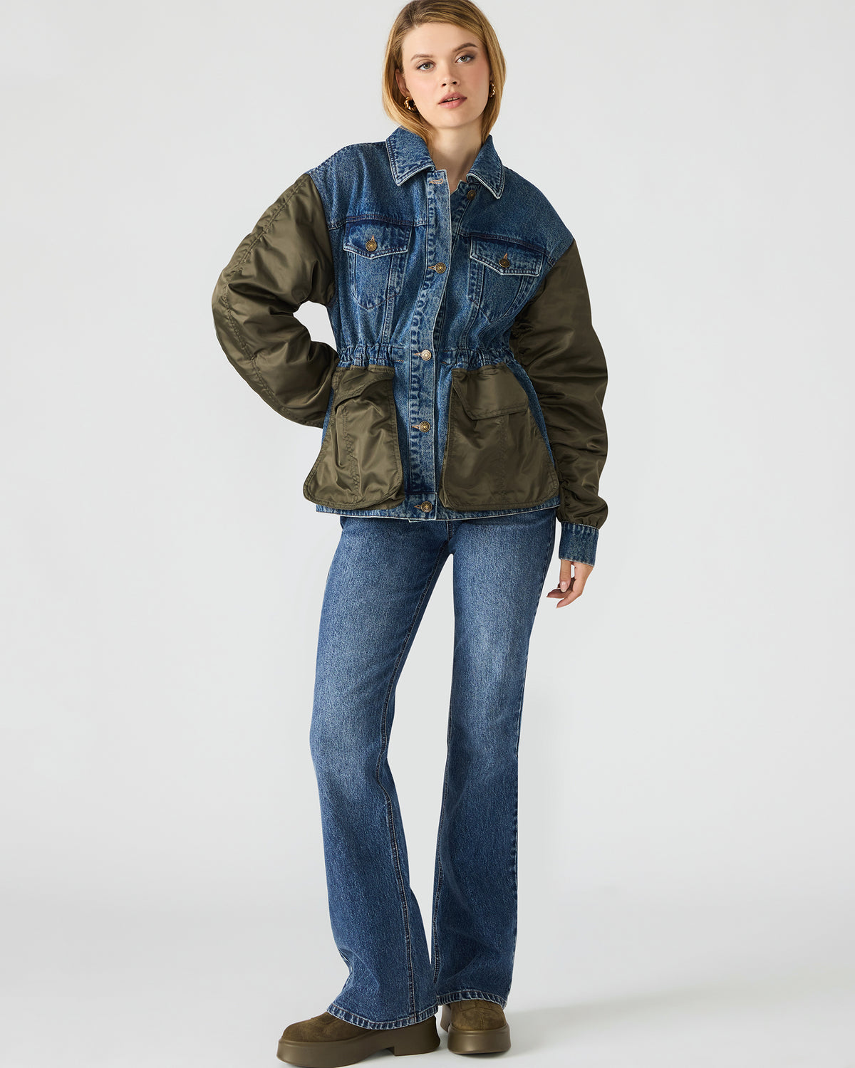 JOIE Dark Navy Long-Sleeved Button-Up Collared Women's Jacket | Steve Madden Smart Buy