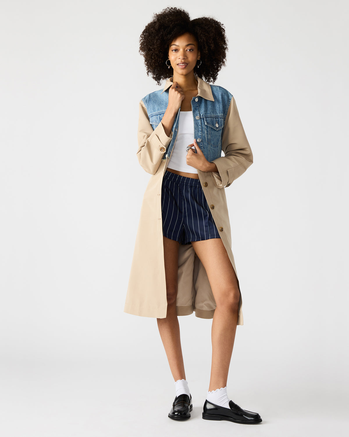 SORAYA Denim Multi Women's Long-Sleeved Button-Up Coat | Steve Madden Great Value