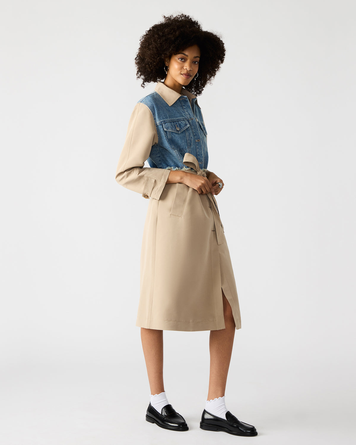 SORAYA Denim Multi Women's Long-Sleeved Button-Up Coat | Steve Madden Great Value