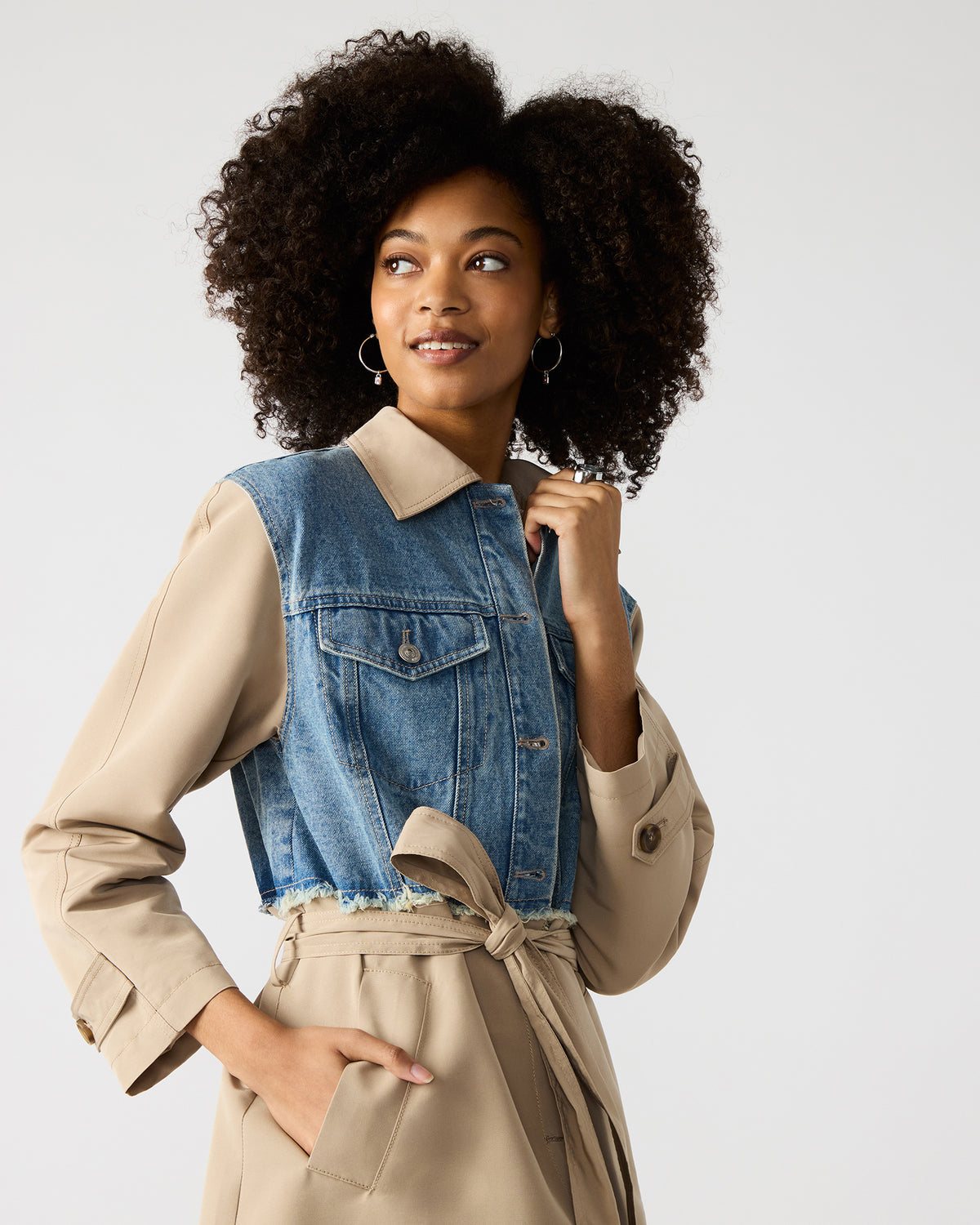 SORAYA Denim Multi Women's Long-Sleeved Button-Up Coat | Steve Madden Great Value