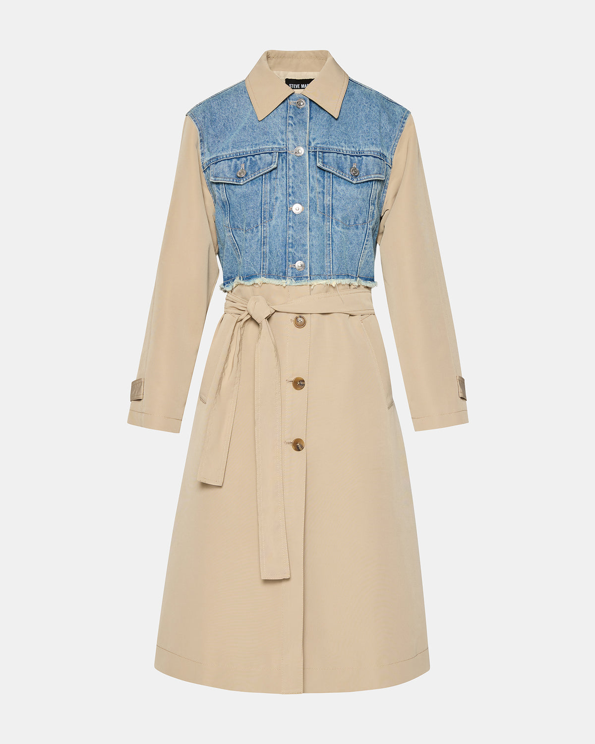 SORAYA Denim Multi Women's Long-Sleeved Button-Up Coat | Steve Madden Great Value