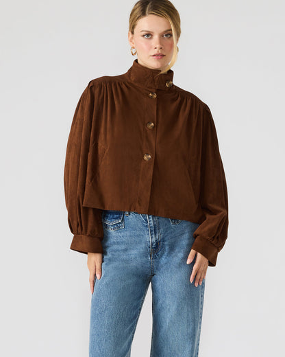 DIERDRA Chicory Coffee Long-Sleeved Button-Up Women's Jacket | Steve Madden Signature