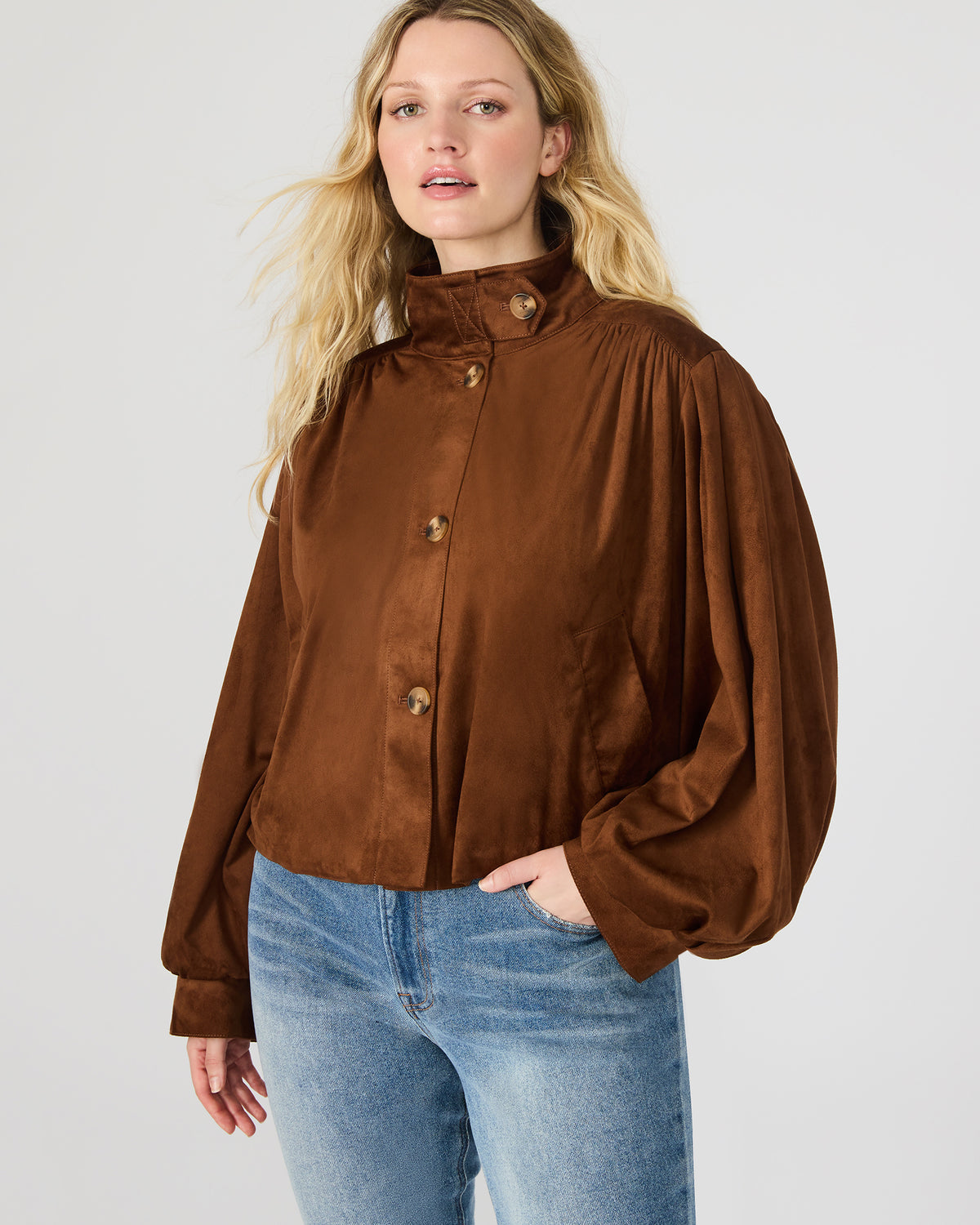 DIERDRA Chicory Coffee Long-Sleeved Button-Up Women's Jacket | Steve Madden Signature