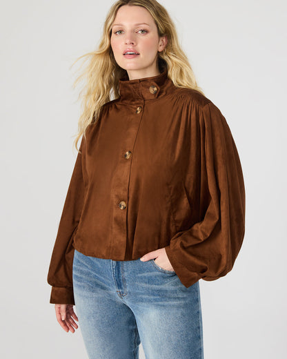 DIERDRA Chicory Coffee Long-Sleeved Button-Up Women's Jacket | Steve Madden Signature