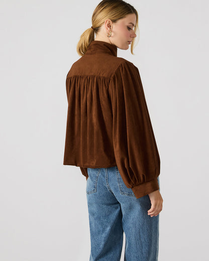 DIERDRA Chicory Coffee Long-Sleeved Button-Up Women's Jacket | Steve Madden Signature
