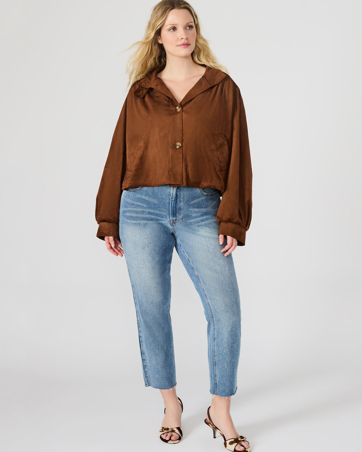 DIERDRA Chicory Coffee Long-Sleeved Button-Up Women's Jacket | Steve Madden Signature