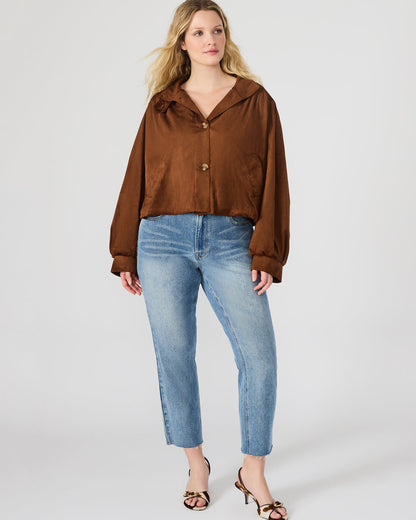 DIERDRA Chicory Coffee Long-Sleeved Button-Up Women's Jacket | Steve Madden Signature