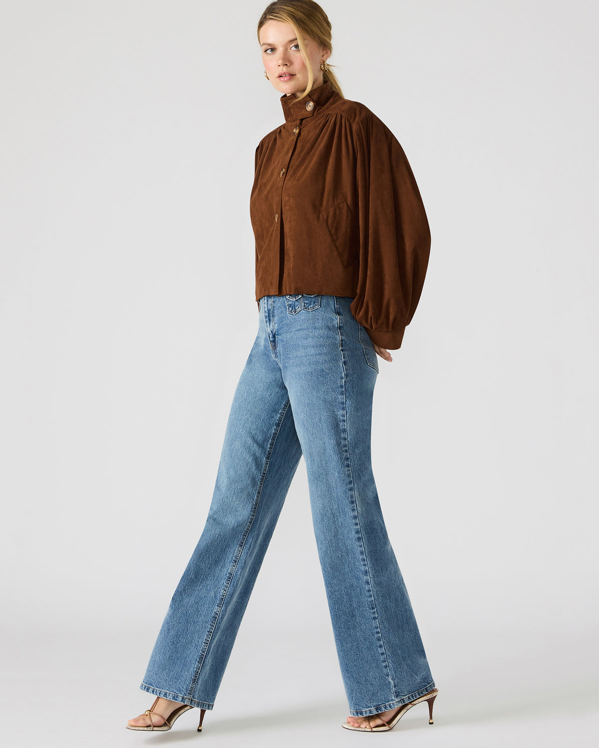 DIERDRA Chicory Coffee Long-Sleeved Button-Up Women's Jacket | Steve Madden Signature