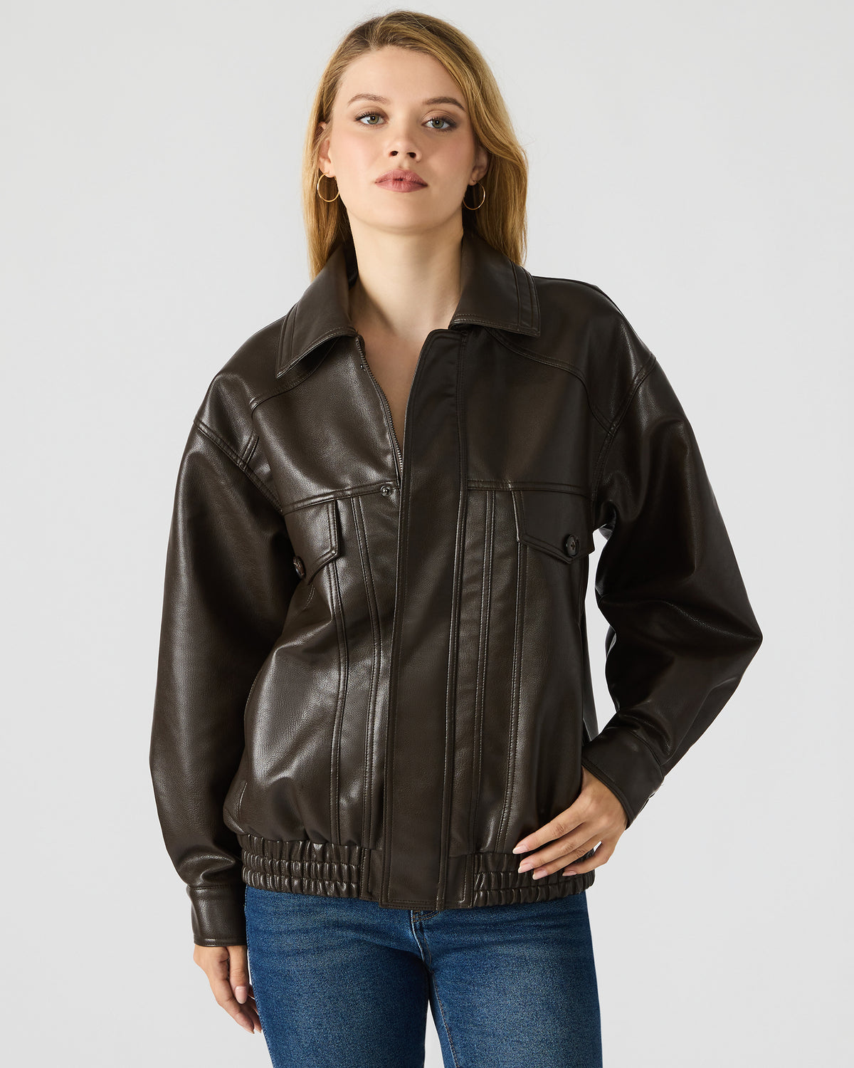 HENSON Coco Faux Leather Long-Sleeved Women's Jacket | Steve Madden Great Value