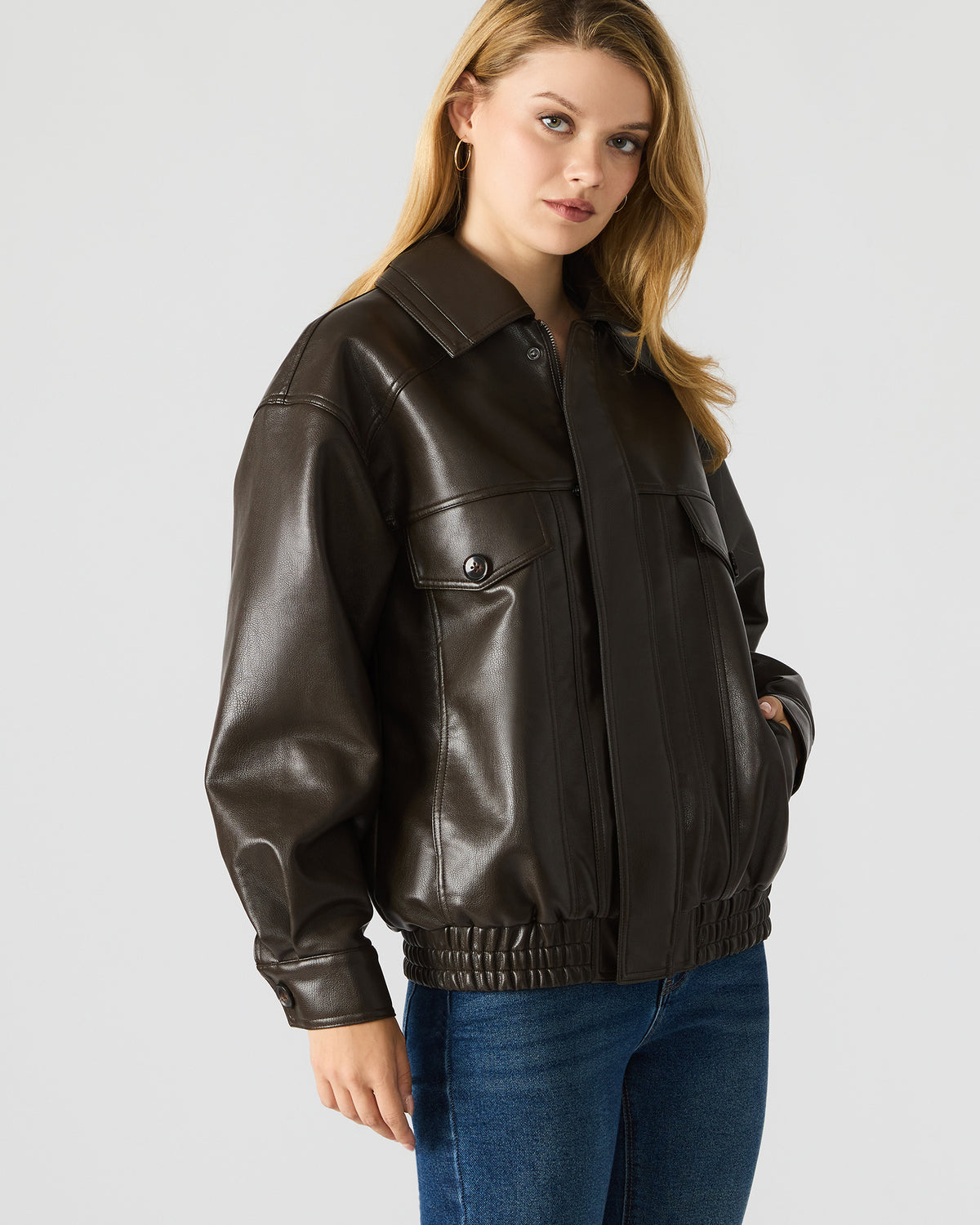 HENSON Coco Faux Leather Long-Sleeved Women's Jacket | Steve Madden Great Value