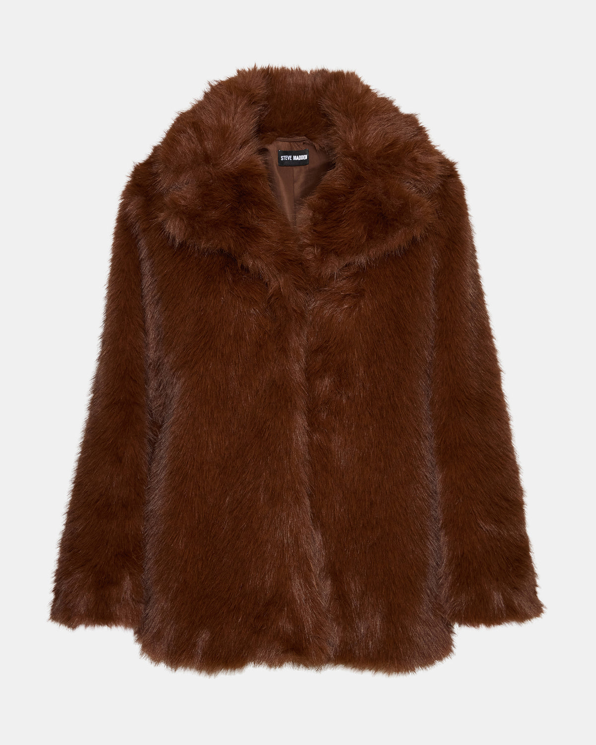 KINDRA Brown Faux Fur Collared Women's Coat | Steve Madden Premium