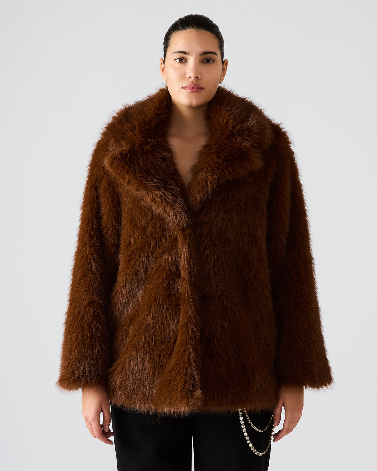 KINDRA Brown Faux Fur Collared Women's Coat | Steve Madden Premium