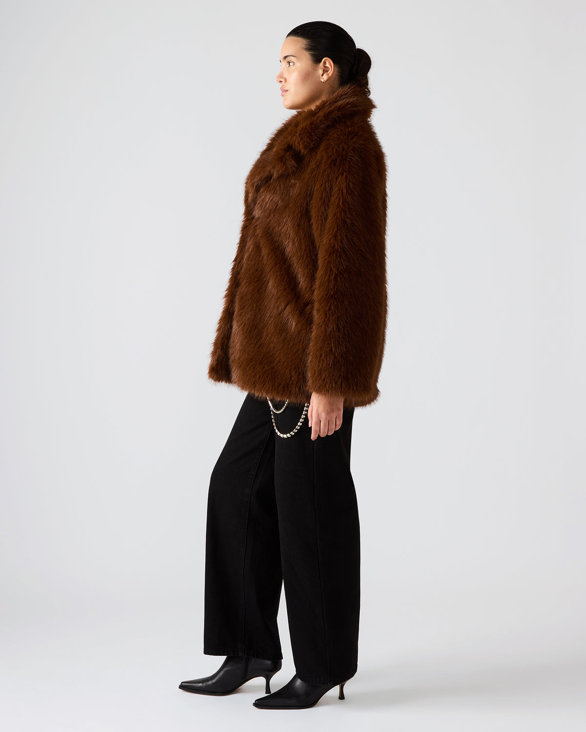 KINDRA Brown Faux Fur Collared Women's Coat | Steve Madden Premium