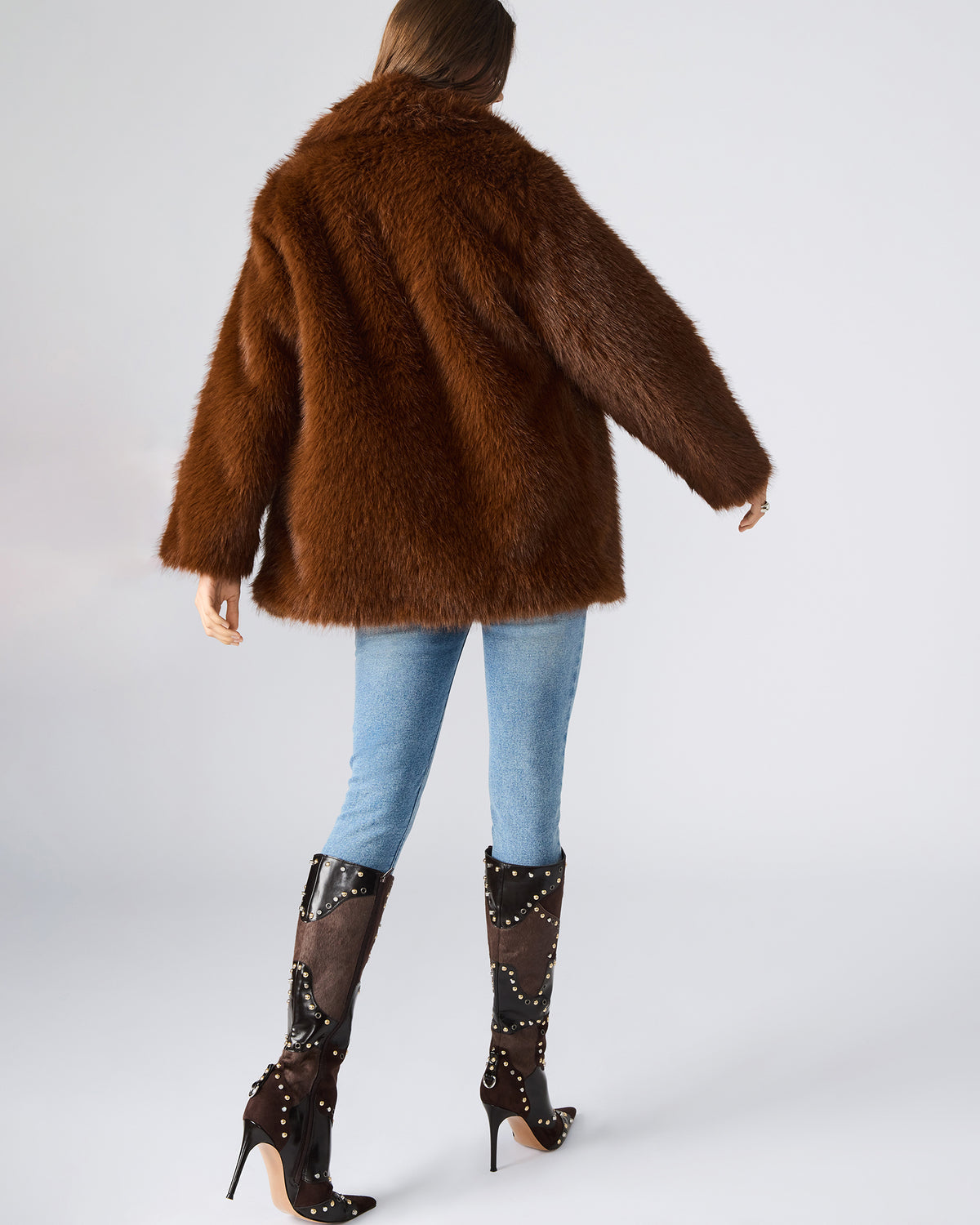KINDRA Brown Faux Fur Collared Women's Coat | Steve Madden Premium
