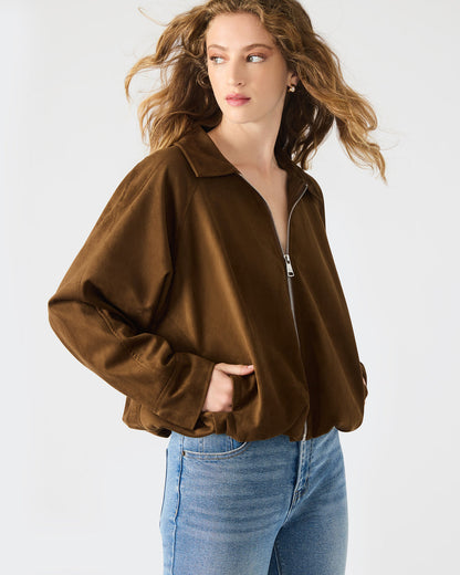 MACKEY Chestnut Long-Sleeved Zip-Up Women's Jacket | Steve Madden Smart Buy
