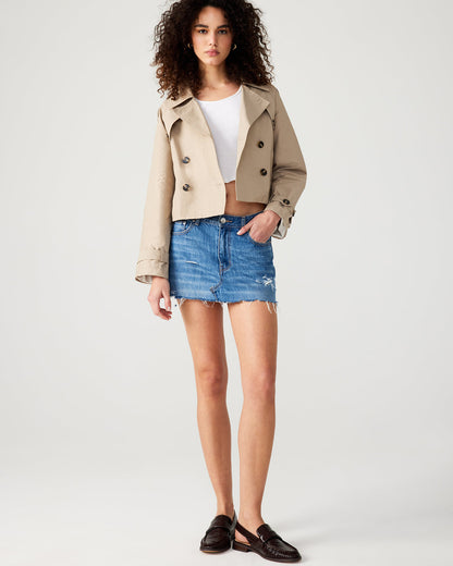 SIRUS Khaki Women's Cropped Denim Trench Coat | Steve Madden Premium
