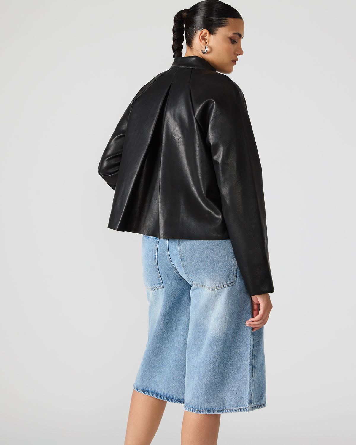 JETT Black Long-Sleeved Faux Leather Zip-Up Women's Jacket | Steve Madden Value