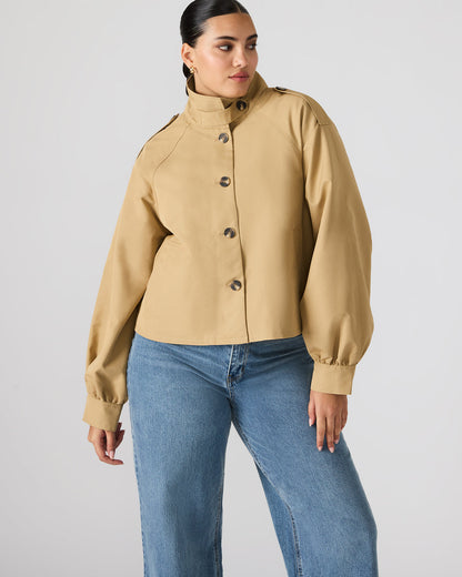 KAYLEE Medium Khaki Long-Sleeved Button-Up Women's Jacket | Steve Madden Recommended