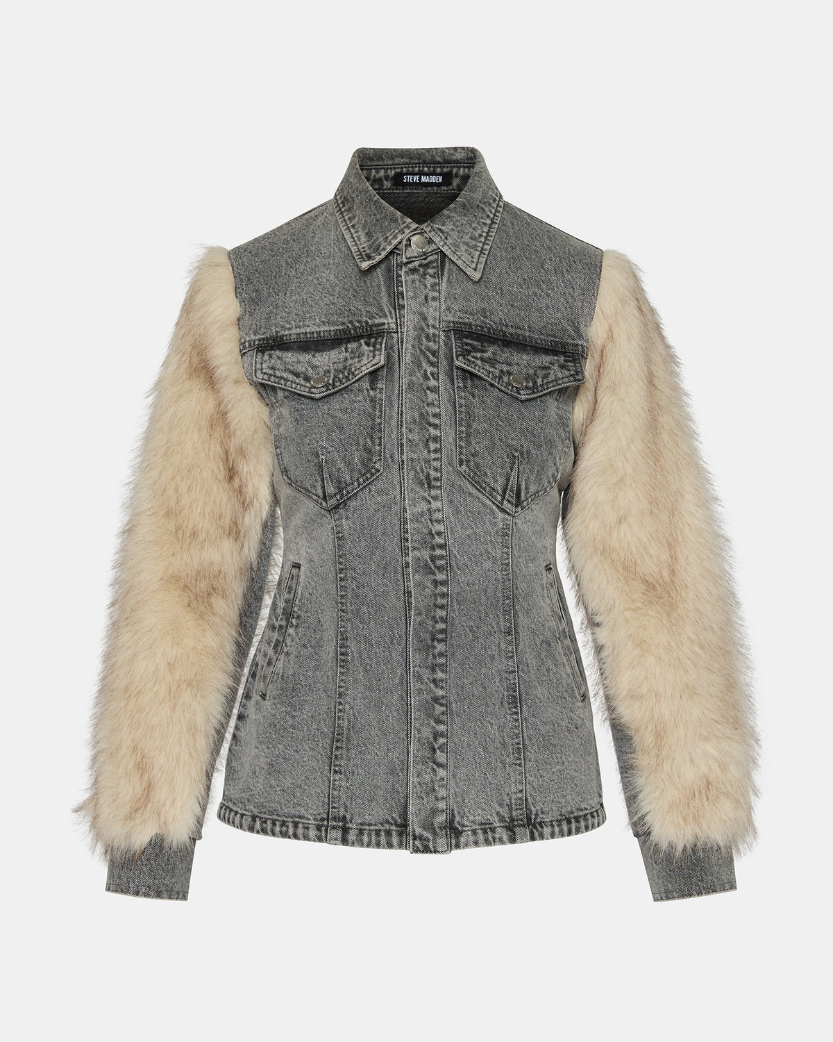 PARKER Fog Faux Fur Long-Sleeved Button-Up Denim Women's Jacket | Steve Madden Customer Favorite