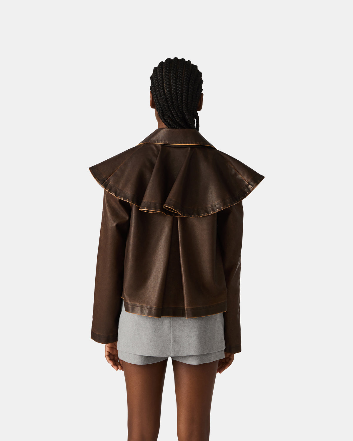 VARVARA Chocolate Long-Sleevd Faux Leather Women's Jacket | Steve Madden Value