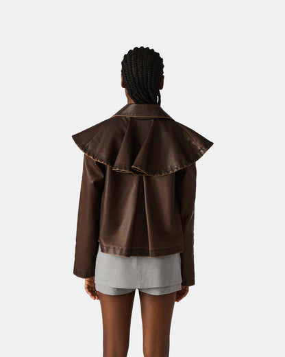 VARVARA Chocolate Long-Sleevd Faux Leather Women's Jacket | Steve Madden Value