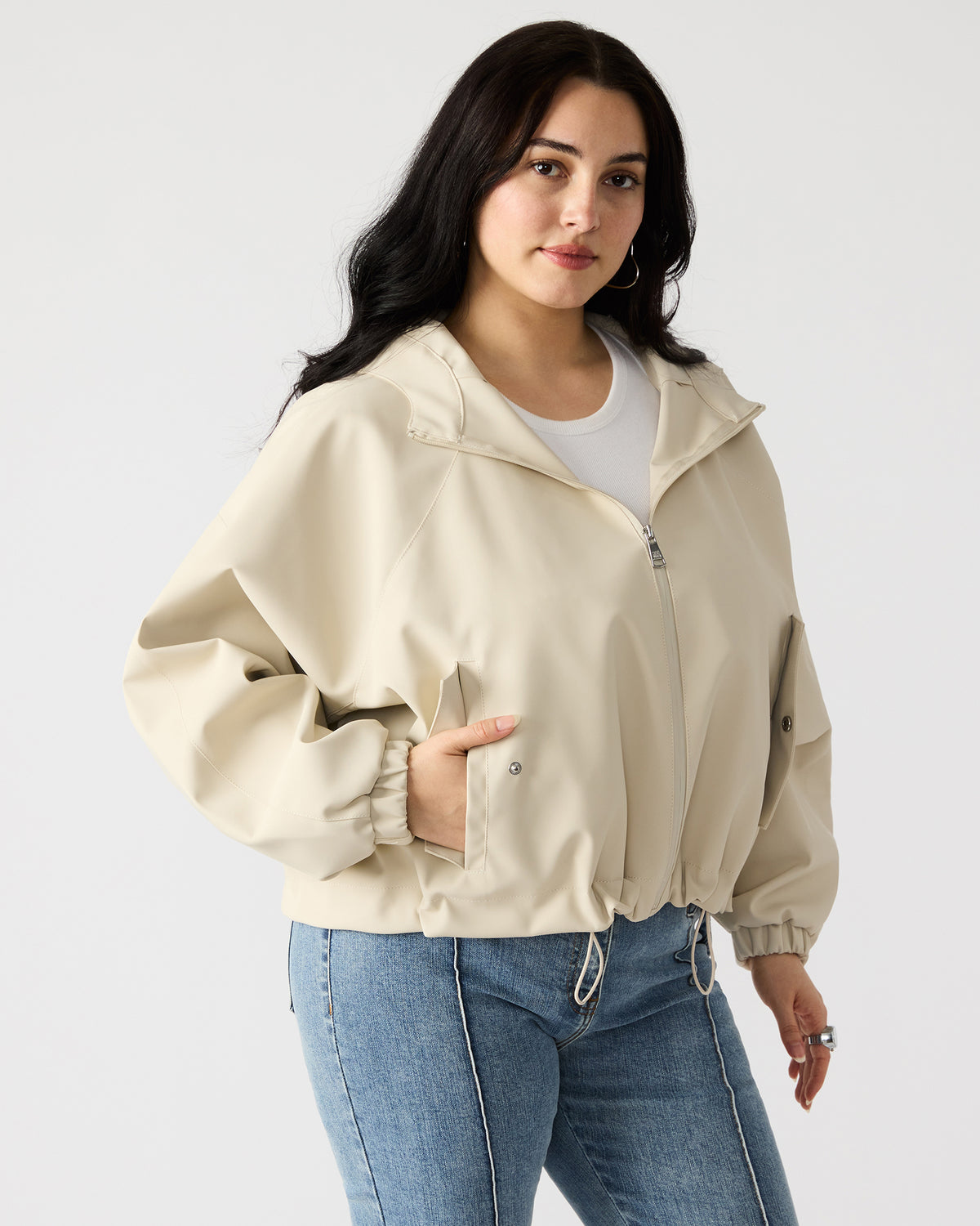 LUMI Bone Women's Faux Leather Hooded Jacket | Steve Madden Hot Sale