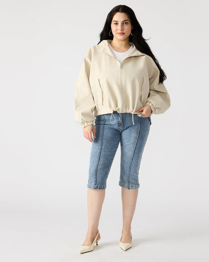 LUMI Bone Women's Faux Leather Hooded Jacket | Steve Madden Hot Sale