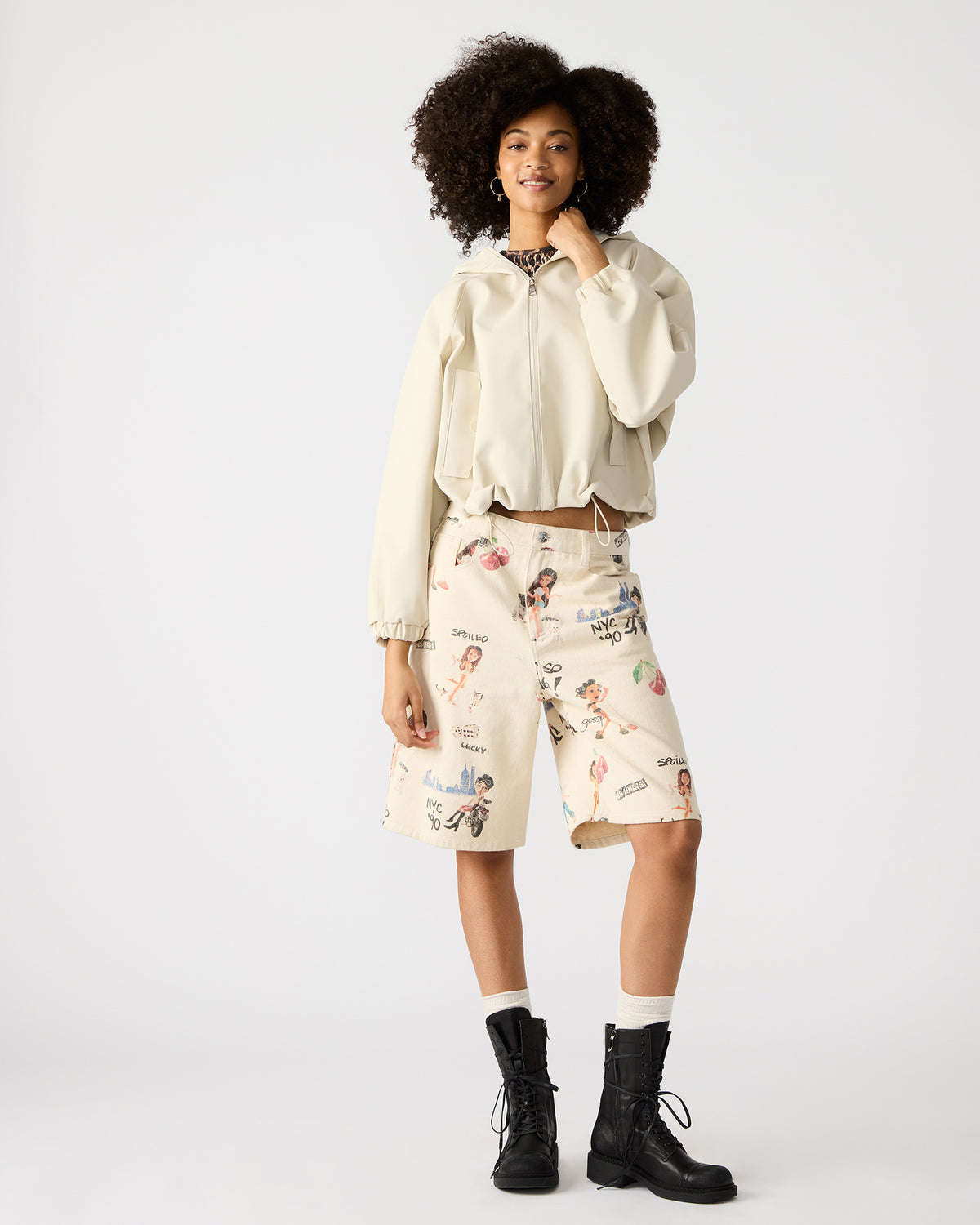 LUMI Bone Women's Faux Leather Hooded Jacket | Steve Madden Hot Sale