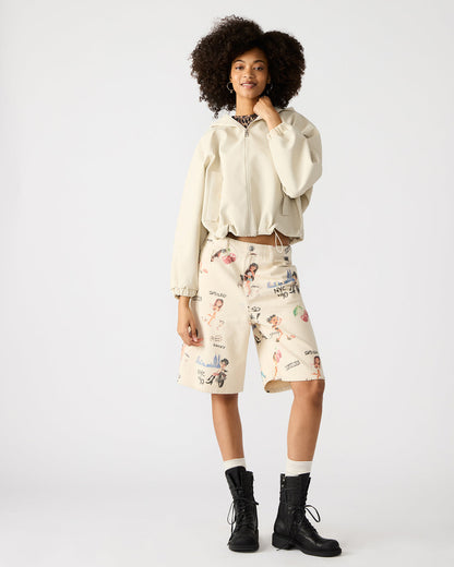LUMI Bone Women's Faux Leather Hooded Jacket | Steve Madden Hot Sale