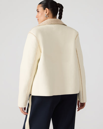 LIV Cream Button-Up Long-Sleeved Collared Women's Coat | Steve Madden Signature