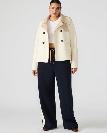 LIV Cream Button-Up Long-Sleeved Collared Women's Coat | Steve Madden Signature