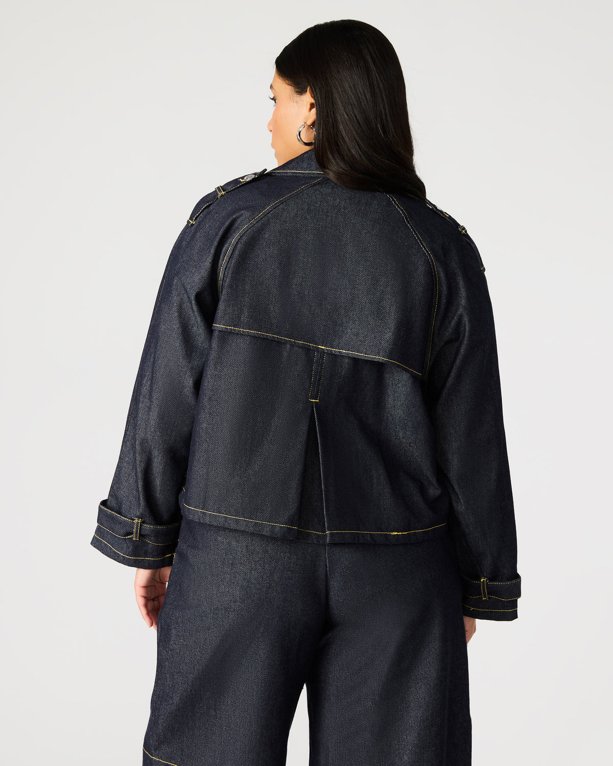 SIRUS Indigo Women's Cropped Denim Trench Coat | Steve Madden Sale