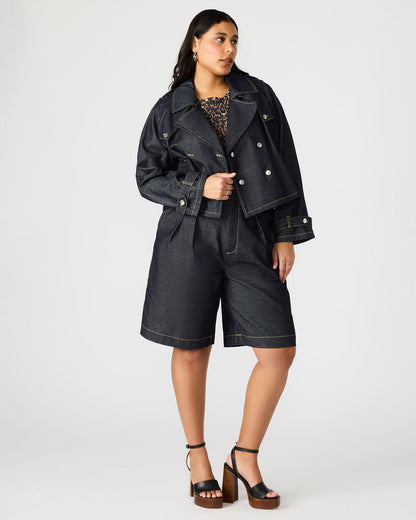 SIRUS Indigo Women's Cropped Denim Trench Coat | Steve Madden Sale