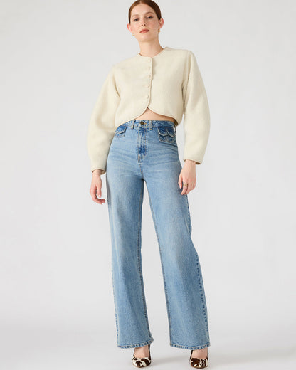 EMILI Cream Long-Sleeved Bubble Button-Up Women's Jacket | Steve Madden Sale