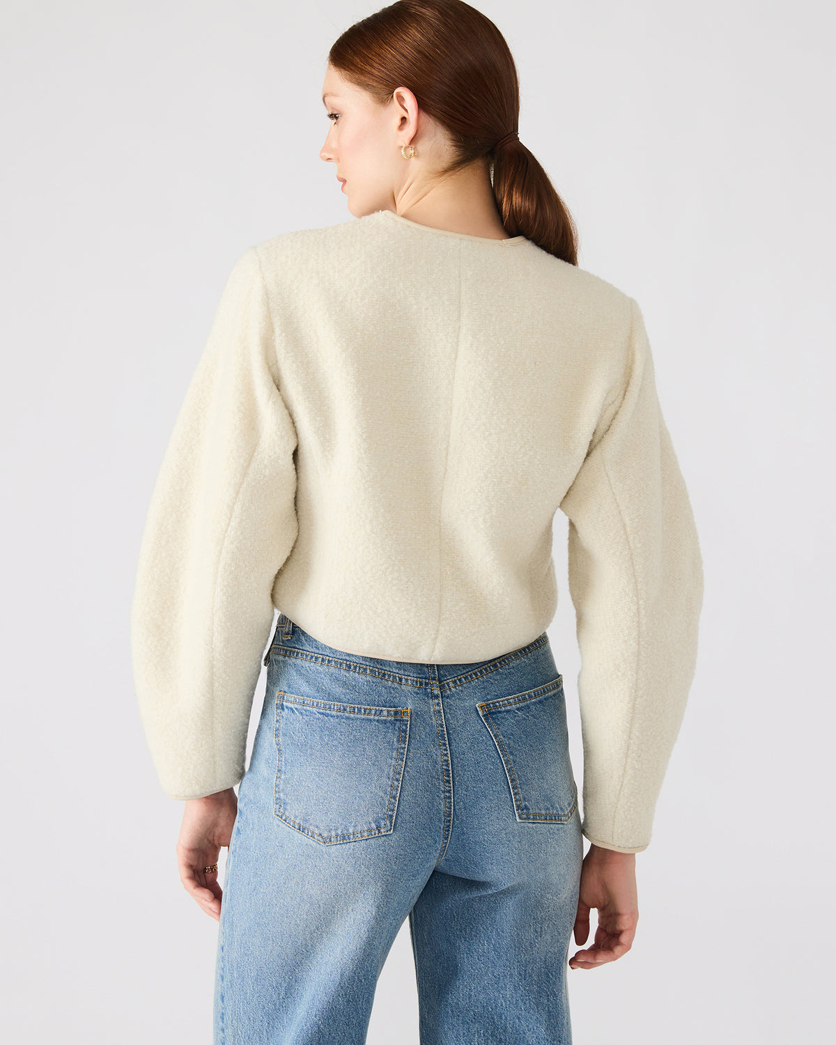 EMILI Cream Long-Sleeved Bubble Button-Up Women's Jacket | Steve Madden Sale