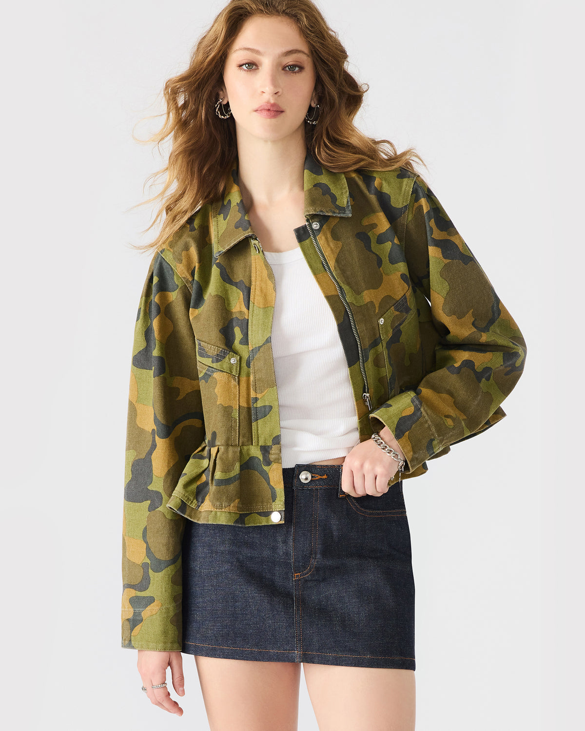 SLOAN Camouflage Long-Sleeved Zip-Up Women's Jacket | Steve Madden Quality